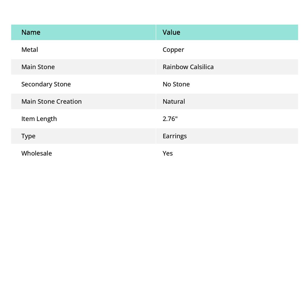 Rainbow Calsilica Handmade Copper Wire Wrap Jewelry Earring 2.76 u7V64