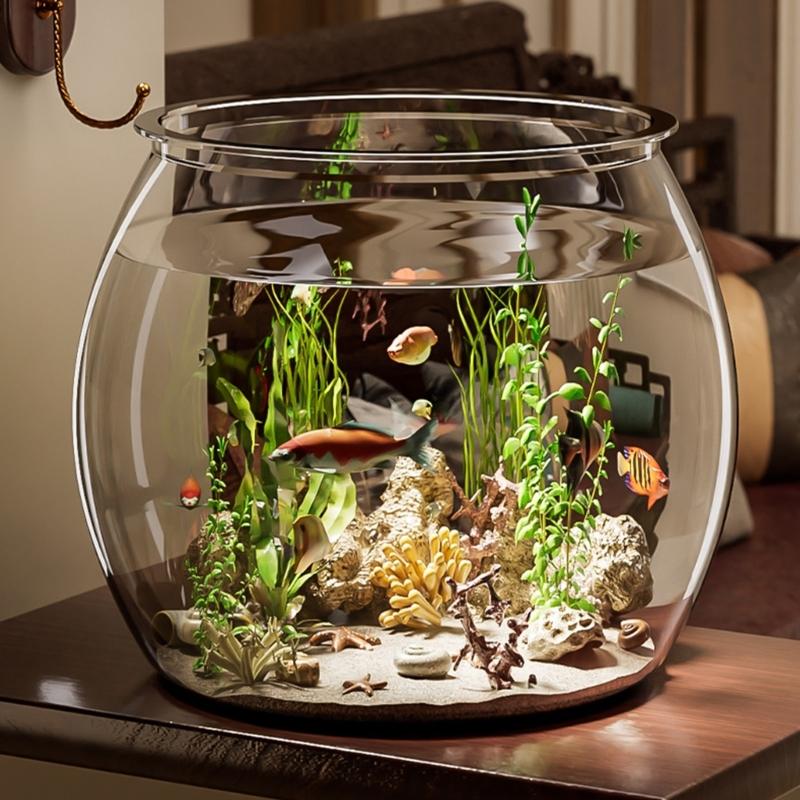 Modern Round Fish Bowl PET Plastic Perfect As Desktop Or Table Decoration For Kids And Adults