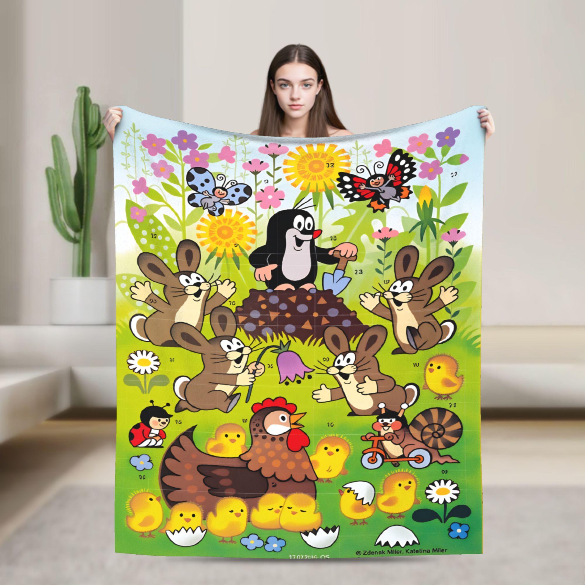 

Czech Cartoon Krtek Mole Soft Comfy Blankets Fashion Picnic Throw Blanket Home Decor Flannel Bedspread Sofa Bed Cover 75x90cm