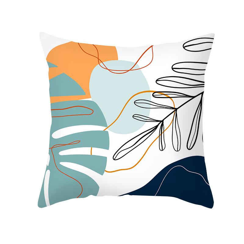 Home Peach Skin Printed Cushion Cover Nordic Green Plant Sofa Cushion Cover Office Cushion Cover