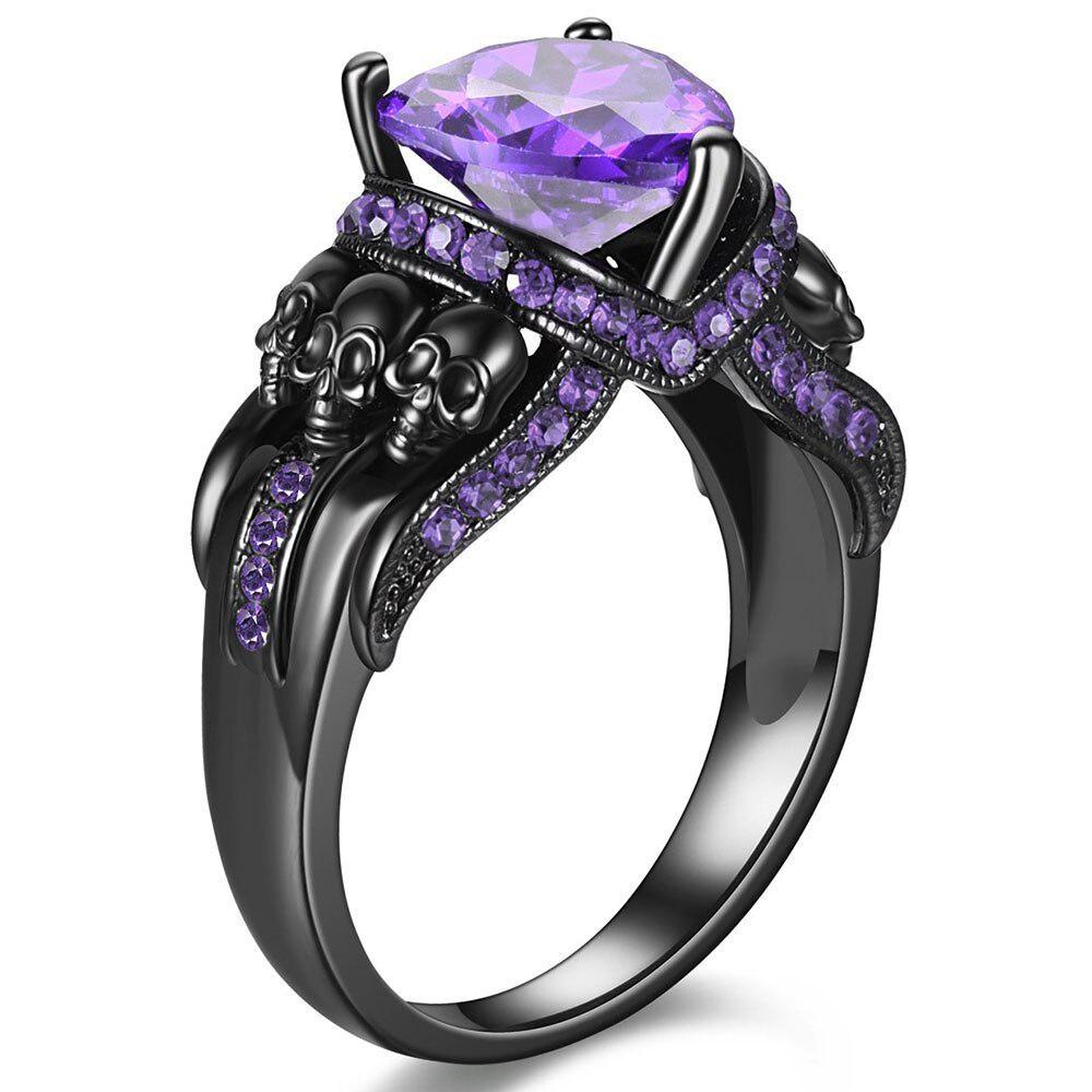 Goth Rings for Women Skeleton Punk Skull Ring Devil Wings Men's Jewelry Vintage Gothic Accessories Halloween Party
