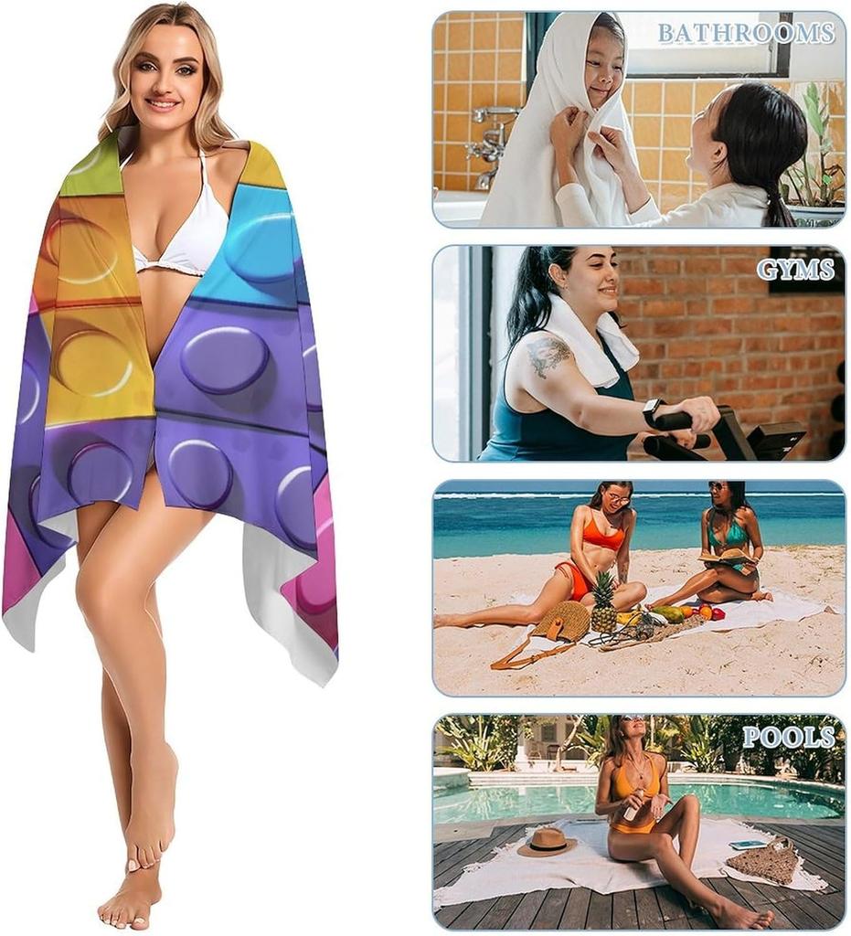 Baustein Muster Strandtuch für Familie Sachen Freunde Geschenke Schnelltrocknend Sandfrei Für Bad Yoga Strand Camping Schwimmen GYM