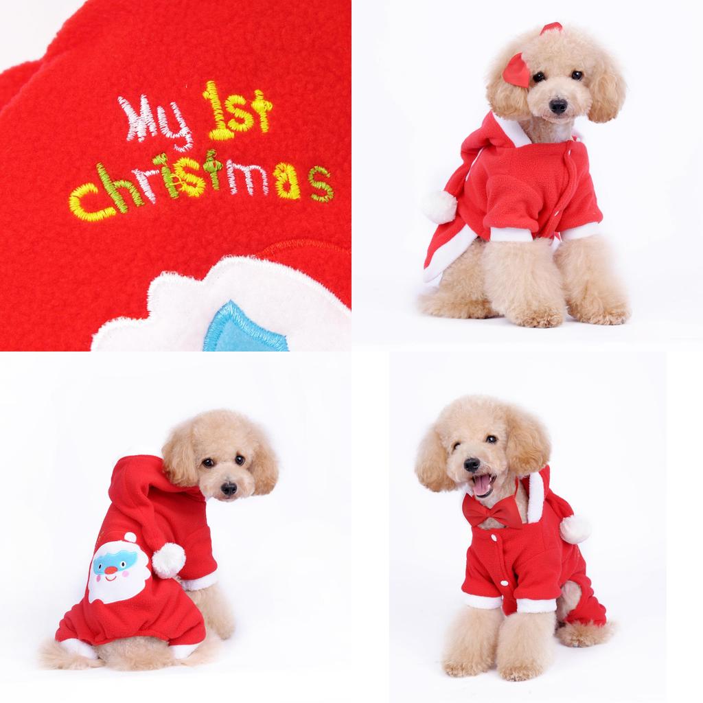 Cozy And Stylish Christmas Pet Dog Dress Warm Dog Hoodie Sweaters Coat With Red Skirt