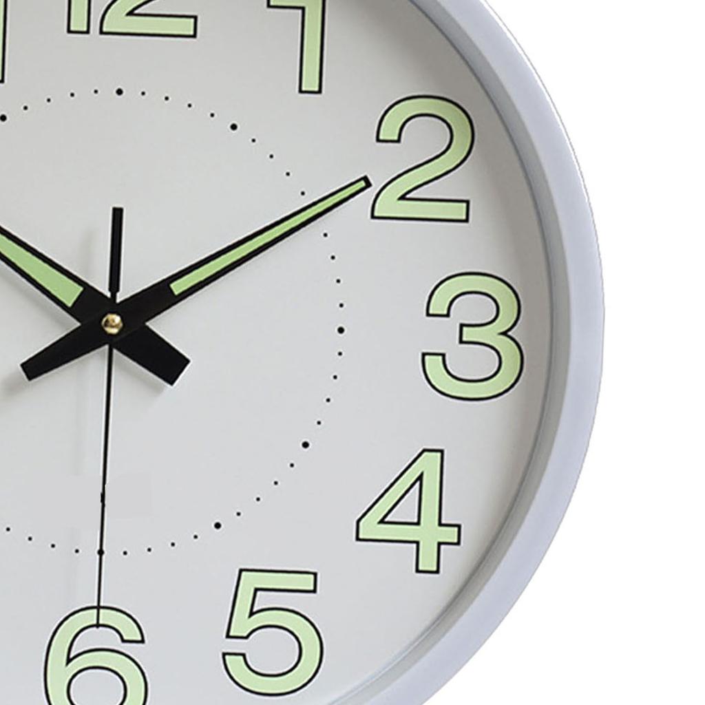 12 Inch Luminous Wall Clock Minimalist Round Quartz Clock for Bedroom Living Room Decoration White