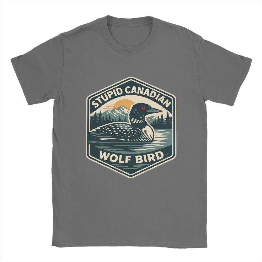 Vintage TShirt Beach Stupid Canadian Wolf Bird Hippie Men Women TShirts Cotton Tee Shirt Aesthetic Big Size Short Sleeve Tops
