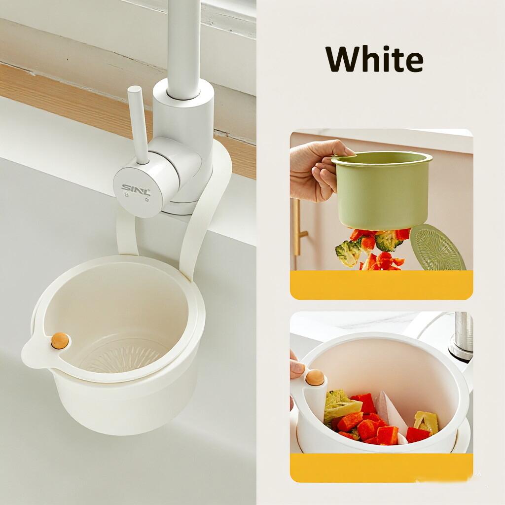 2-in-1 Kitchen Sink Drain Filter with Press-fit Hanging Basket for Residue Collection and Self-cleaning