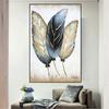 Abstract Golden Feather Art Canvas Painting Modern Posters and Prints Wall Pictures for Cuadros Living Room Home No Frame