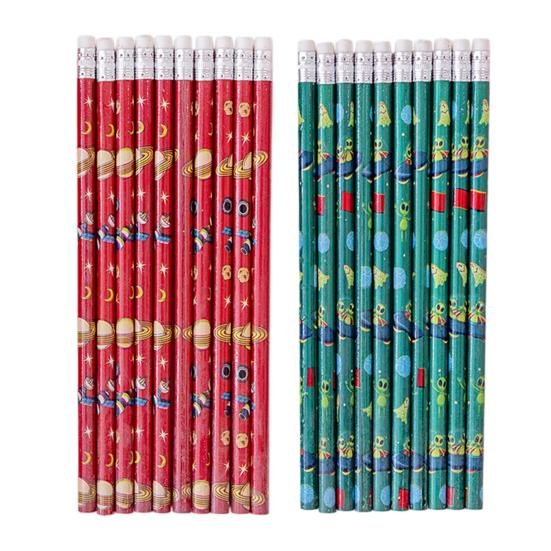 10 Bucăți Creioane HB cu Tematică Spațială cu Gumă de Șters Design Planete Desenate Creioane pentru Copii Scriere Lină Prindere Confortabilă Creion pentru Școală, Temă și Sală de Clasă