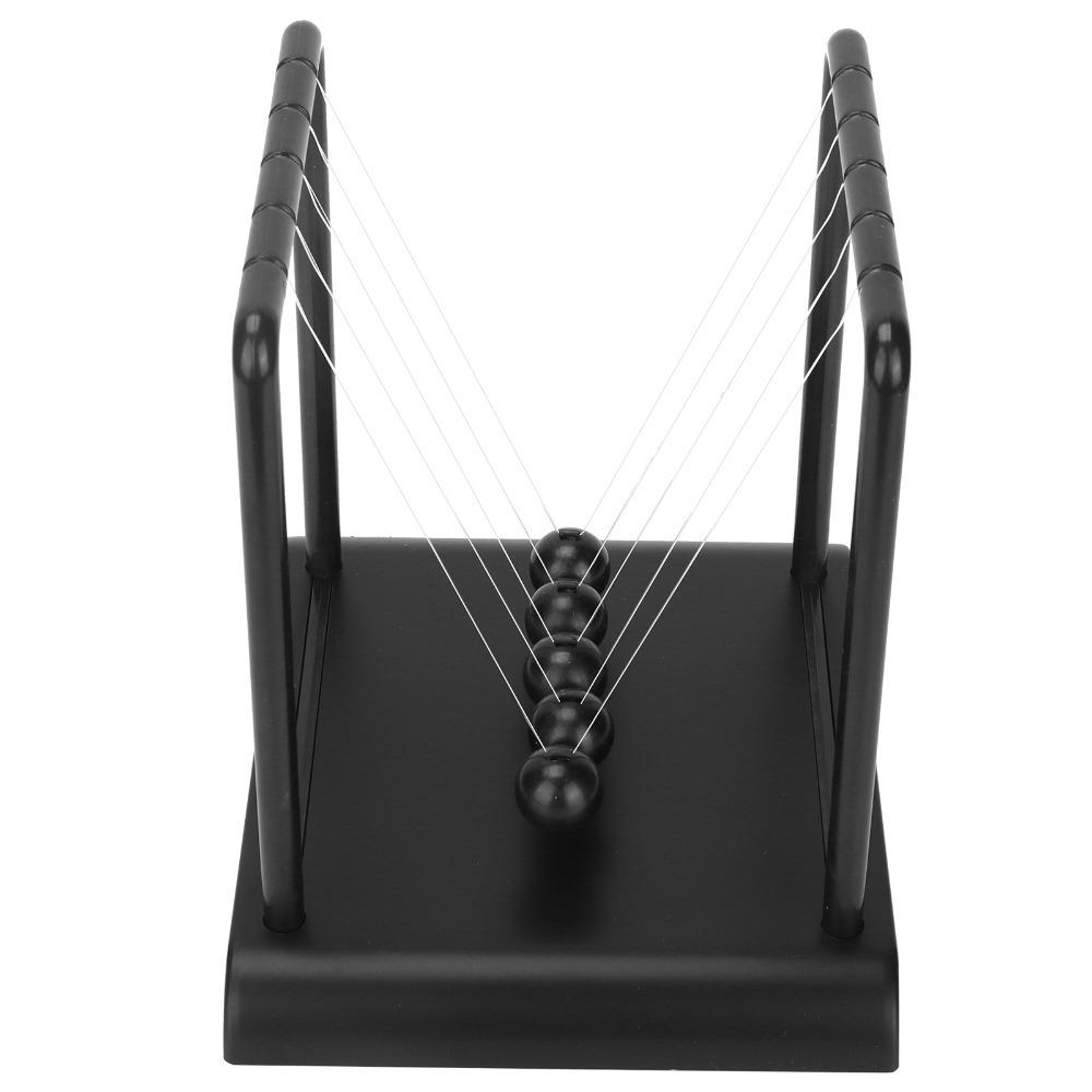 Black Pendulum Balance Balls Wooden Base Educational Decoration Toy Office Decor