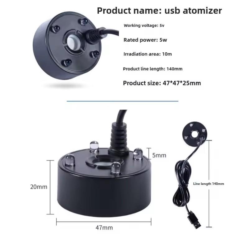 5V USB Fan Mist Maker with LED for Air Conditioning Home Decoration Water Fogger Machine Colorful Lights Landscape Spray