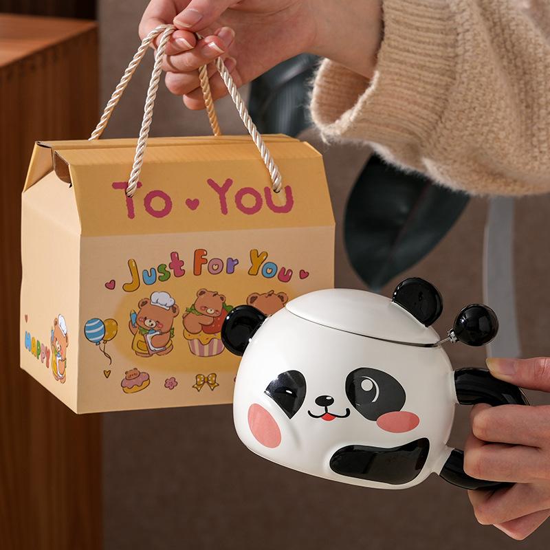 Creative And Cute Panda Ceramic Cup Home Large-Capacity Office Couple Water Cup With Gifts High Value