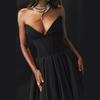 Dress Summer New Sexy Tube Top Long Dress Western Style Fashion Pointed Angle Fishbone Waist a Hem Dress Women