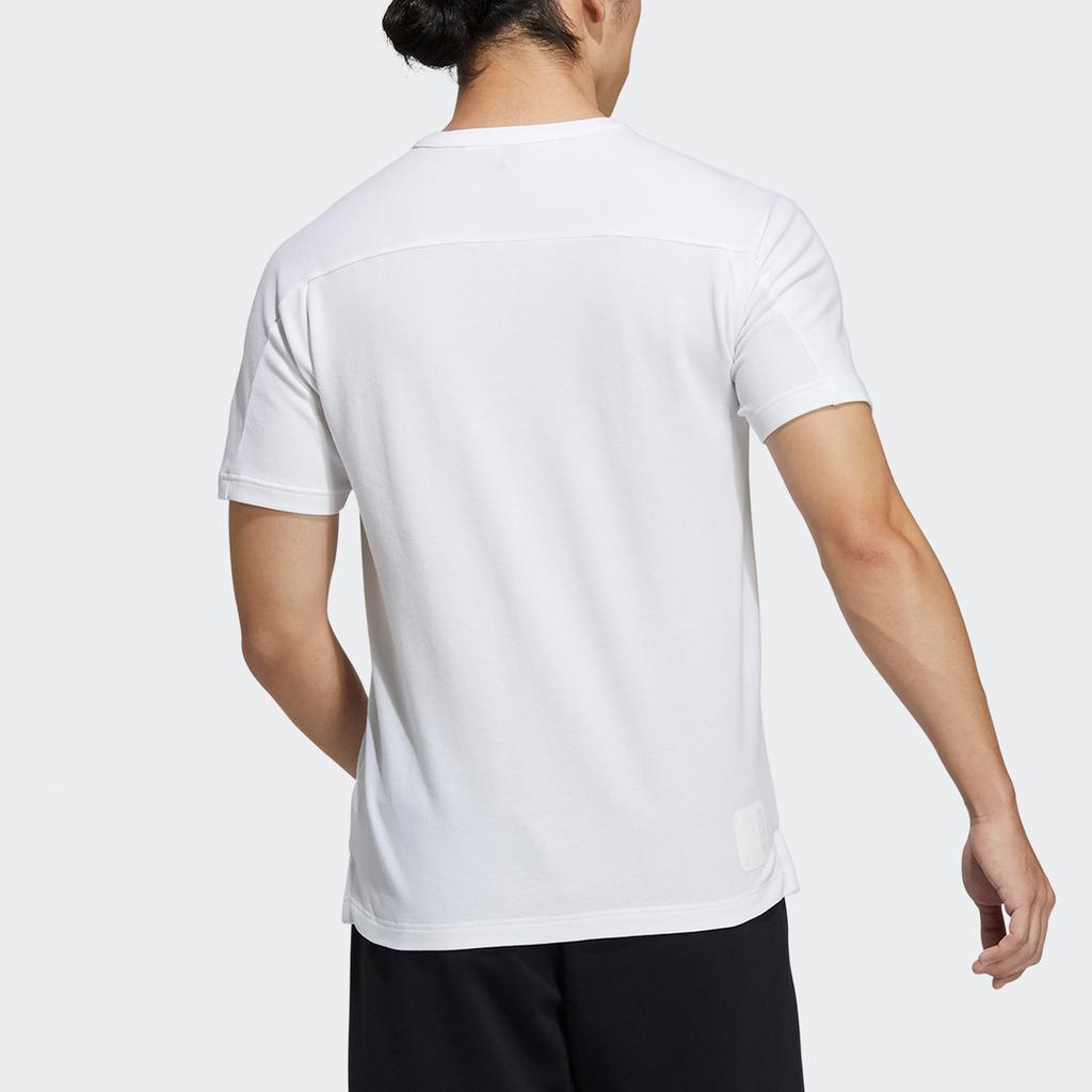 Adidas Henley Sport Casual Short Sleeve T-Shirt Men Tops White GP1827