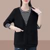 Women's Spring Autumn New Korean Style Fake Two Piece Crew Neck Hoodie Casual Versatile Loose Fashion Slim Fit Long Sleeve Top