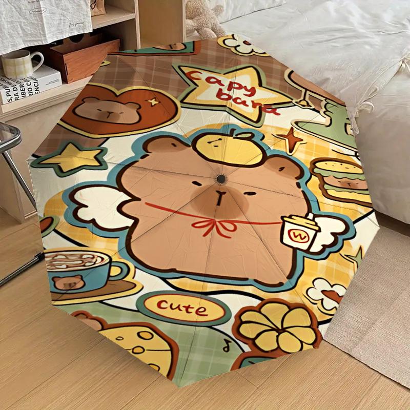 1PC Capybara Cute Umbrella-8-Rib Reinforced, Automatic Open, Lightweight & Durable, Cute Fashion Accessory for Outdoor-A1241