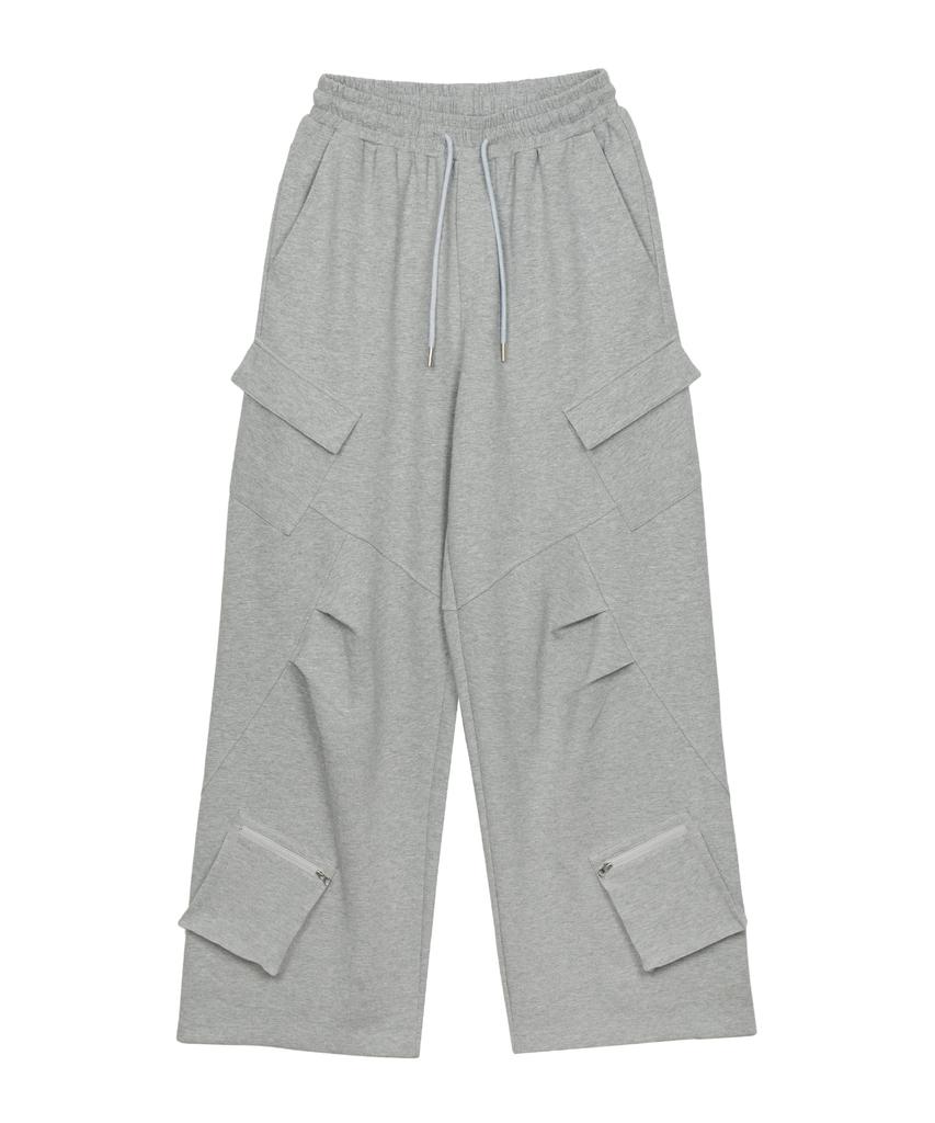 FDR Slant Pleats Multi Cargo Sweat Pants M.Gray