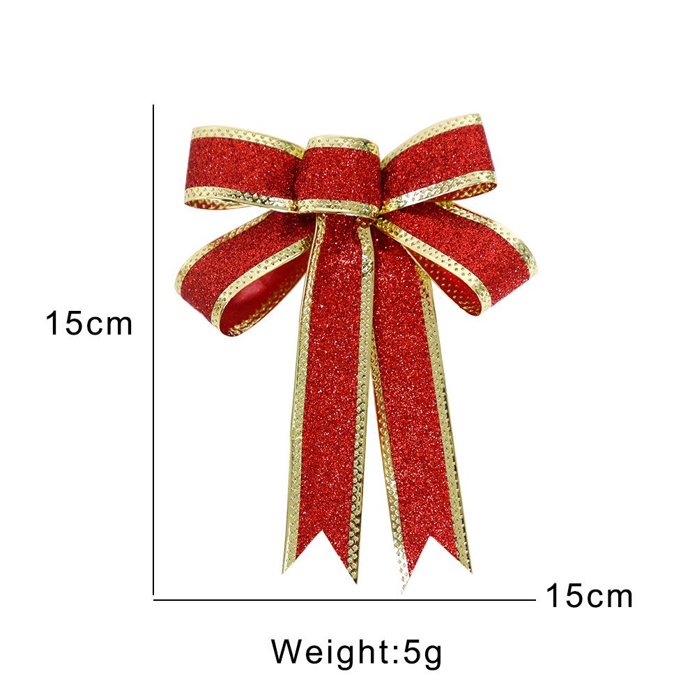 15CM Red, Silver & Gold Glitter Christmas Bow Ornament