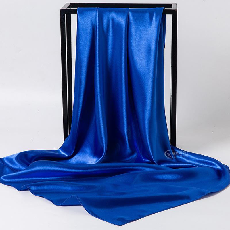 

Весна/лето Новый женский шелковый шарф 90 * 90 см Имитация шелкового твила квадратный шарф Модный принт большой квадратный шарф профессиональный шарф 90*90 сапфир синий