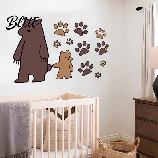 Cute Bear Wall Stickers for Bedroom Kids Room PVC Waterproof Cartoon Animal Decorative Interior Decals Removable Art Mural Nursery Living Room Decor