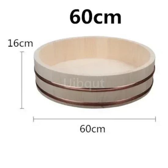 Korean Food Japanese Style Copper Edge Basin Big Bowl Bucket Cuisine Bibimbap Sashimi Sushi Wooden Barrel Mixing Rice Wood Spoon
