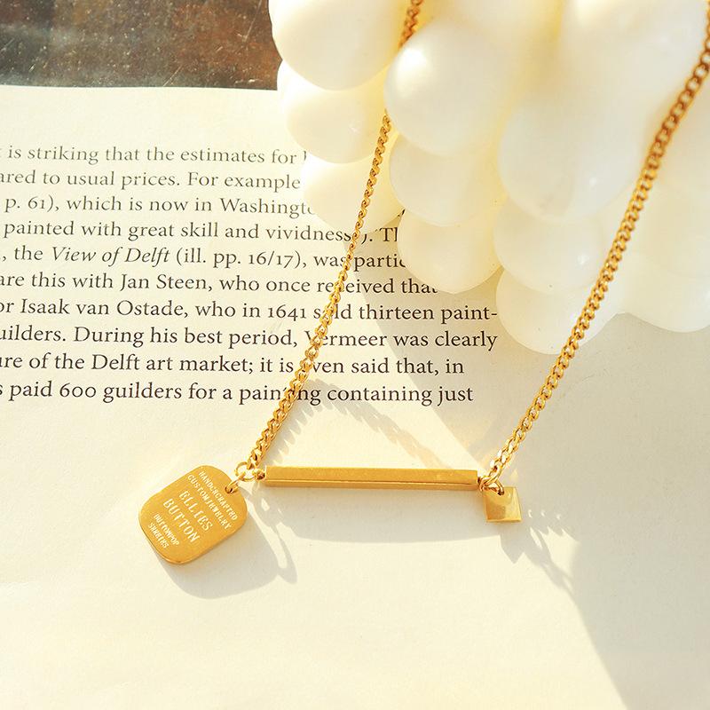 Couples Day Gift Collarbone Chain Women'S Fashion Versatile Lettering Square Geometric Necklace Spice Girl Accessories
