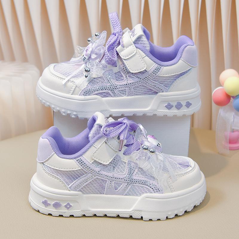 Girls' White Sneakers Children's Lace Bow Casual Shoes2026New Spring and Autumn Fashionable Girls' Sneakers