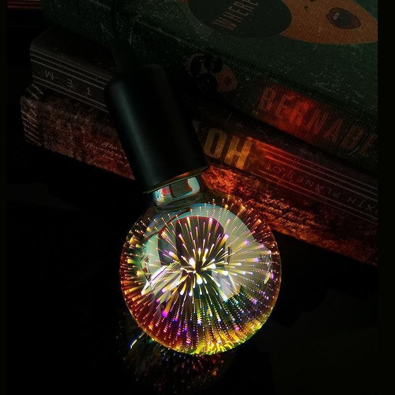 Artificii 3D Bec decorativ E27 Baza 4W Becuri de sticla de Anul Nou cu lumina calda moale Decor stralucitor de Craciun Bec LED 3D