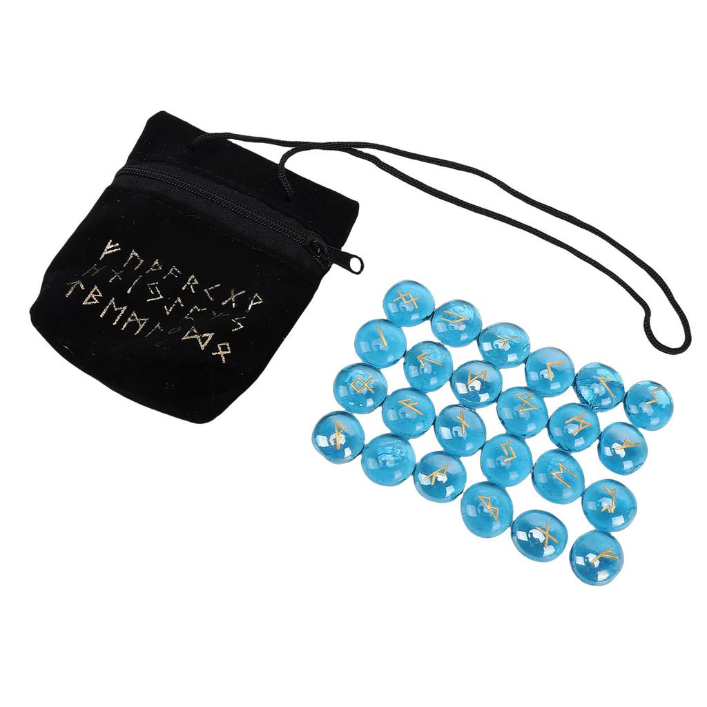 Set di 25 Pietre Runico Cristalline con Scritta Dorata Rune Incise per Decorazione Casa Meditazione Yoga