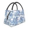French Toile De Jouy Thermal Lunch Bag Unisex Portable Insulated Cooler Bento Tote Bag for Picnic Work Reusable Packed Lunch Box