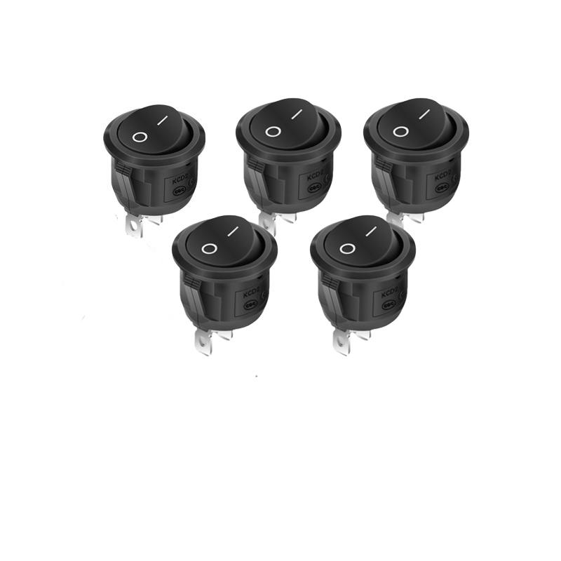5pcs-20pcs Rocker Switch Black On Off 2 Pin Mini Round Toggle Switch 6A 250V 10A 125V 20MM Circle Switches for RV Car Truck Boat