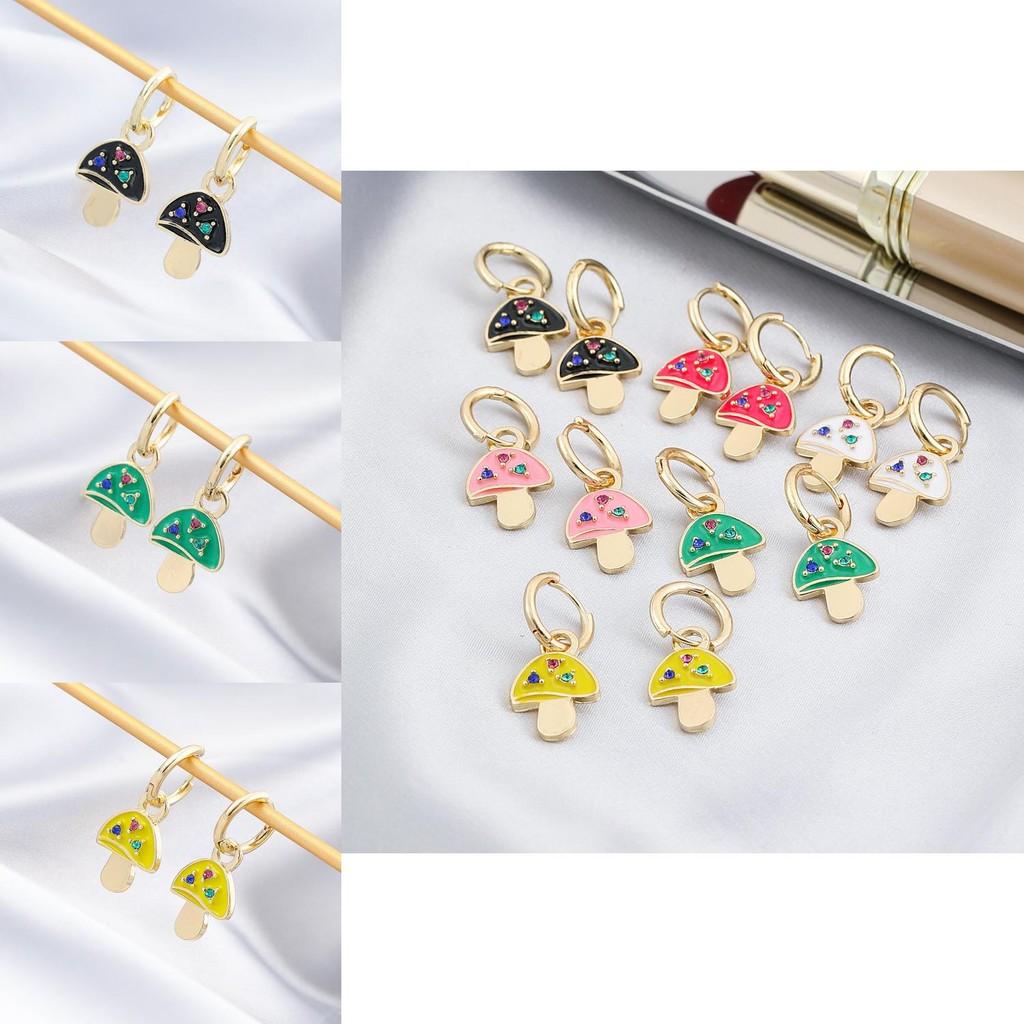 Contemporary Elegant Plated Geometric Mushroom Earrings For Women In Multiple Colors