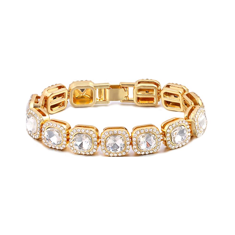 

Iced Out Crystal Heart Tennis Chain Miami Cuban Link Chain Bracelet for Women Men Hiphop Chunky Chains Bracelets Jewelry 7inch