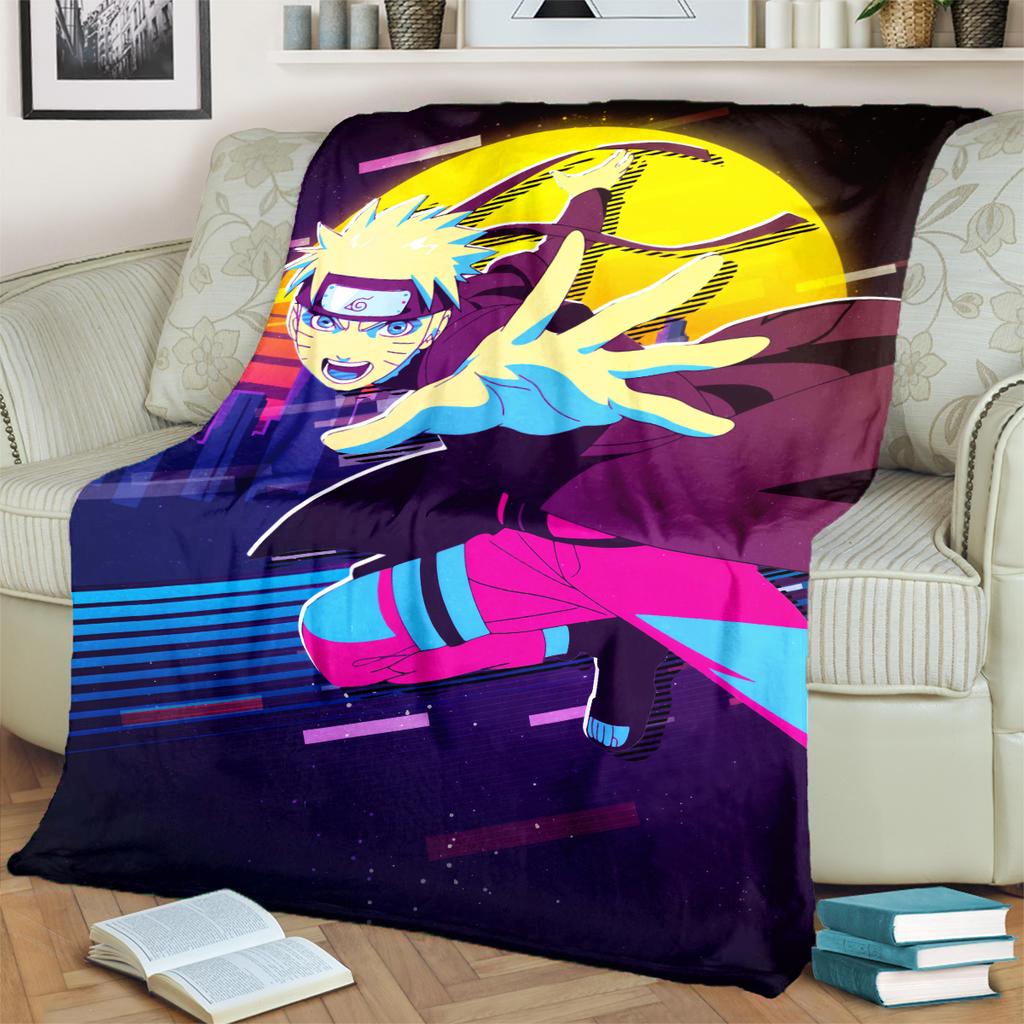 Anime-Naruto Print Blanket Warm Comfortable Flannel Blanket for Bedrooms, Sofas, Beds, Chairs, Picnics, Travel -LXR50