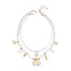 Vacation-style shell and starfish beaded multi-layered necklace, collarbone chain, beach vibe niche accessory