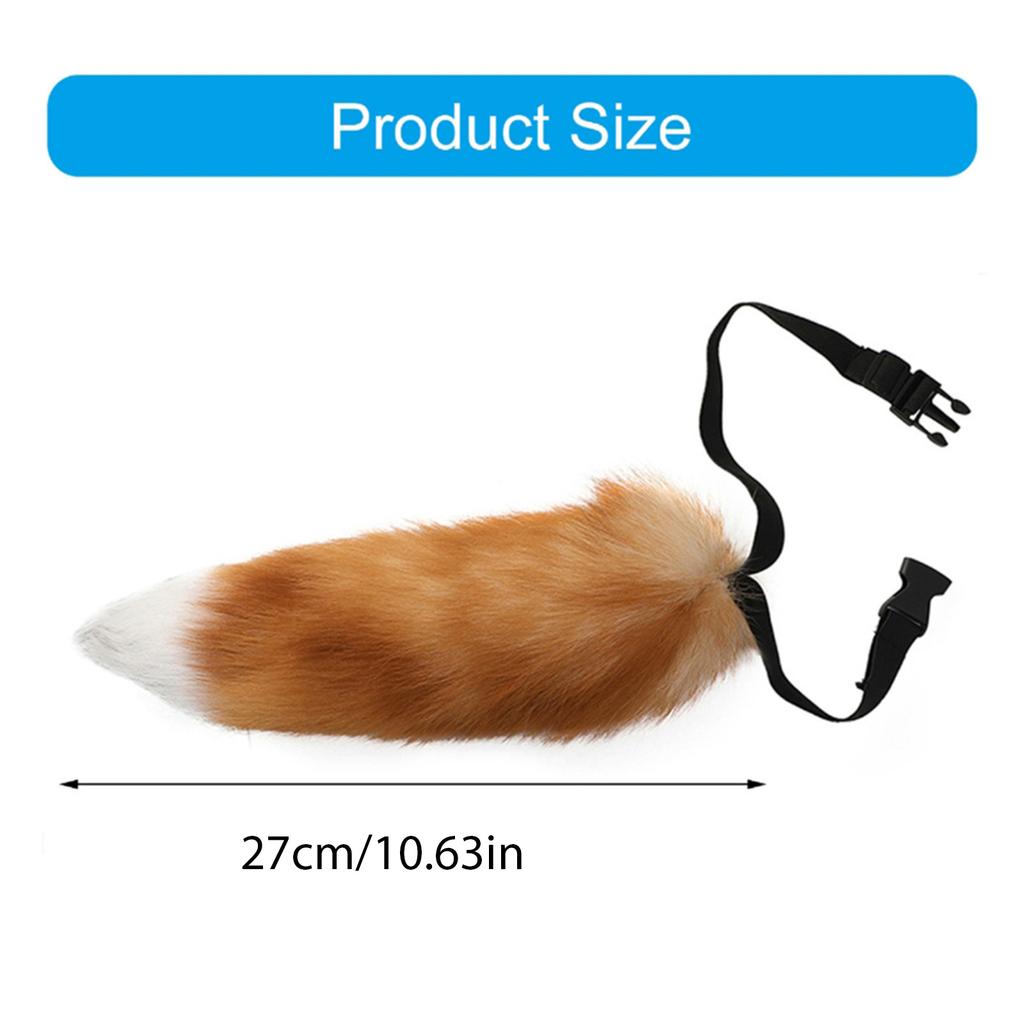 Soft Long Tail Foxes Tail Adjustable Belt Foxes Costume Tail Handmade Animal Tail Decorations for Halloween Party