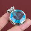 Ciondolo con gemma di topazio azzurro svizzero sfaccettato Gioiello fatto a mano Ciondolo vintage Ciondolo in argento sterling 925 Regali per la moglie Ciondolo dal design unico