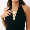 Exaggerated Fashion Pockmarked Texture Iron Pendant Collar, Metal Glossy Y-Shaped Chain Collarbone Necklace