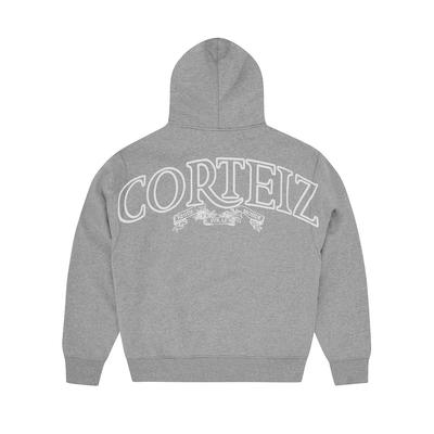 Drill American Gray Hip-Hop Print Reißverschluss Kapuzenpullover mit Samtfutter - Trendige Herrenoberbekleidung