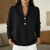 Women's Casual V Neck Button Long Sleeve Knit Pullover Sweater Soft Comfortable Lightweight Top for Everyday Wear