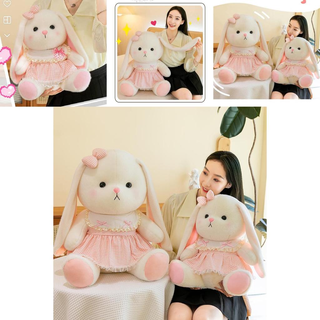 Adorable Plush Rabbit Doll With Cute Flower Dress Perfect For Girls Birthday Gifts