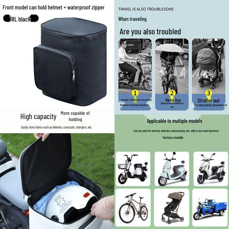 Electric Vehicle Trunk Helmet Storage Bag & Battery Motorcycle Tail Box