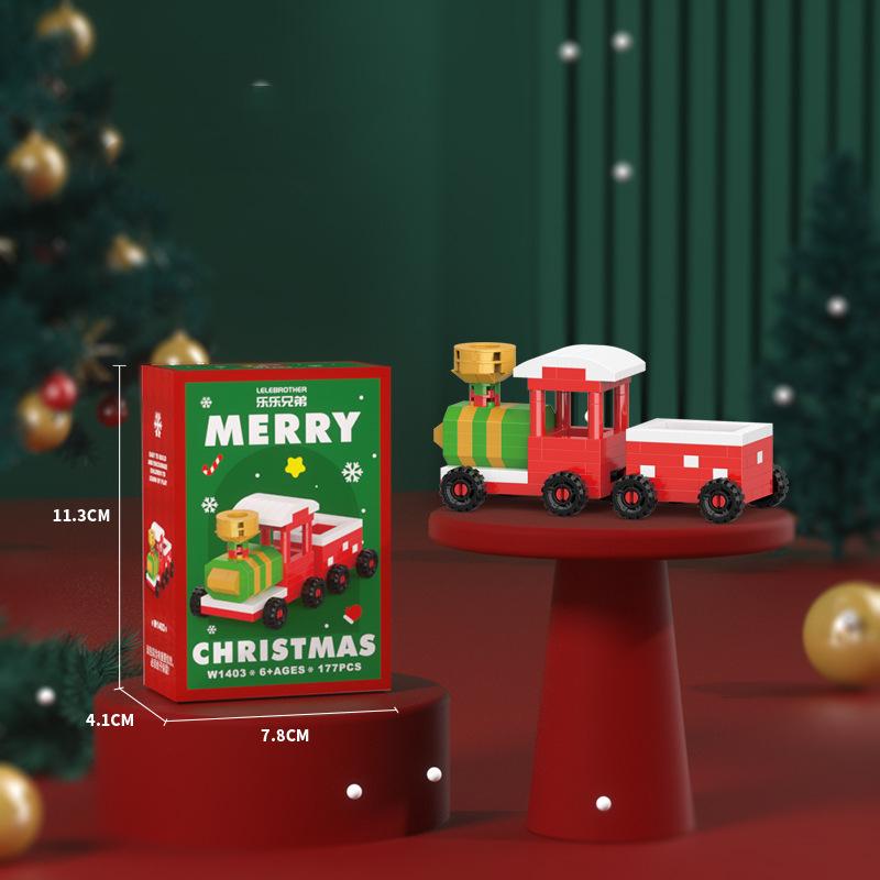 2pcs Santa Claus Figure Assembling Bricks Reindeer Puzzle Christmas Doll Ornament  New Year Gift
