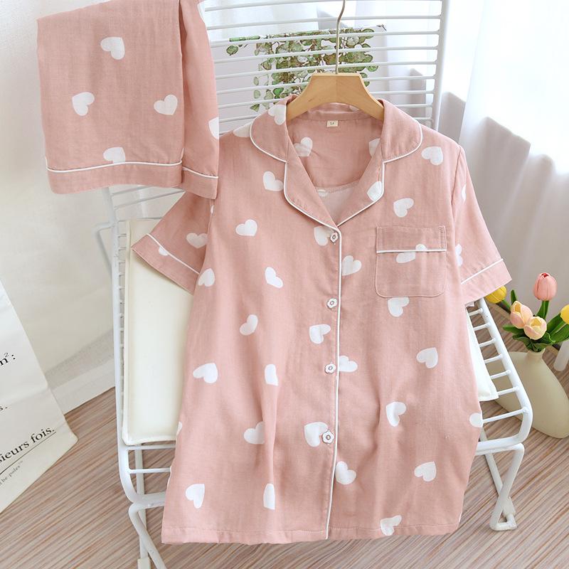 Women's 2023 Summer Cute Short Sleeve Cotton Pajama Set