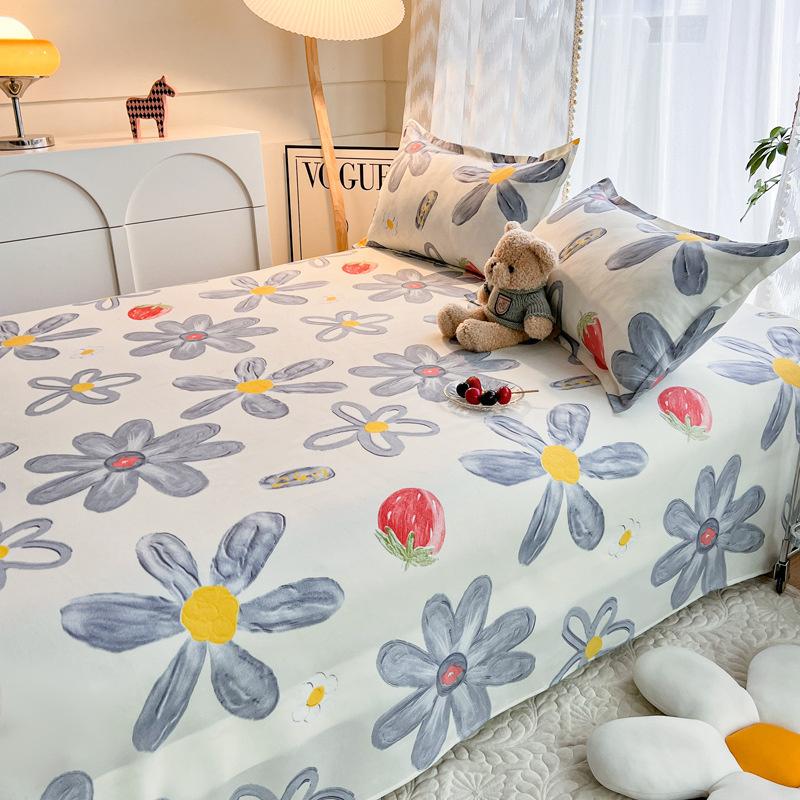 Flat Sheet Floral Style Bedsheet Skin-friendly Bed Linen Simple Student Bed Fitted Sheet Mattress Pad Bedcover