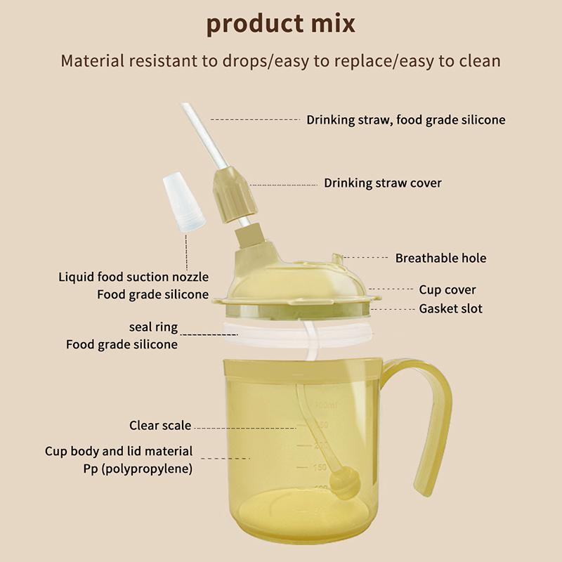 Schnabeltasse für Erwachsene, Griff aus Kunststoff, Trinkbecher, für Behinderte, ältere Menschen, auslaufsicher, Dysphagie-Tasse, Parkinsons Aids Living