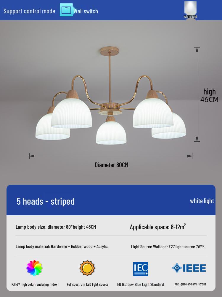 2025 Mid-Century Japanese Cream Solid Wood Chandelier for Living Room, Hall & Bedroom