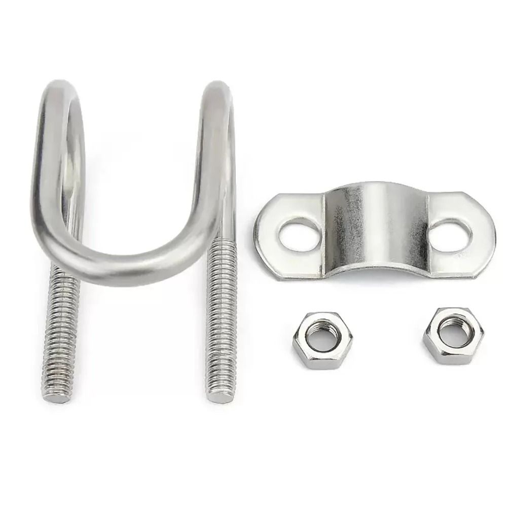Steel Double U Cross Clamp 20 25 32 40 50 M8 Pipe Clamp Durable Tube Pipe Clip Pipe Connection