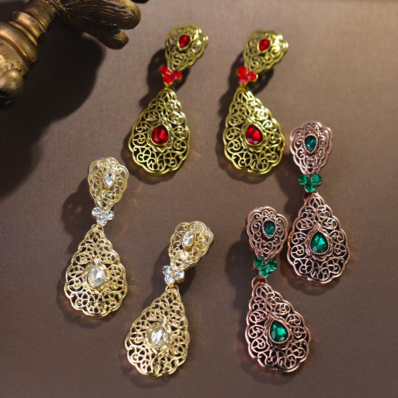 Elegant Moroccan-Style Hollow Drop Earrings for Women - Wedding & Festival Wear
