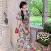 French Retro Floral Puff Sleeve Dress - Summer 2025 Waist-Slimming Holiday Beach Style