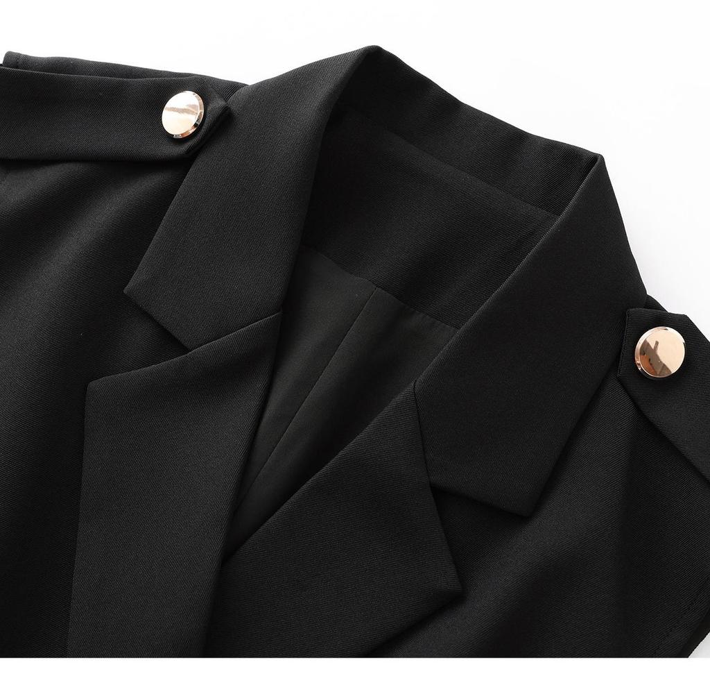 Women's Spring/Summer Age-Defying Suit Set: Waist-Cinched Vest & Draped Wide-Leg Pants.